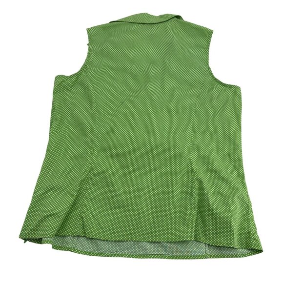 Talbots Green Polka Dot Sleeveless Blouse Size 12 Cotton & Spandex y2k - Picture 5 of 6